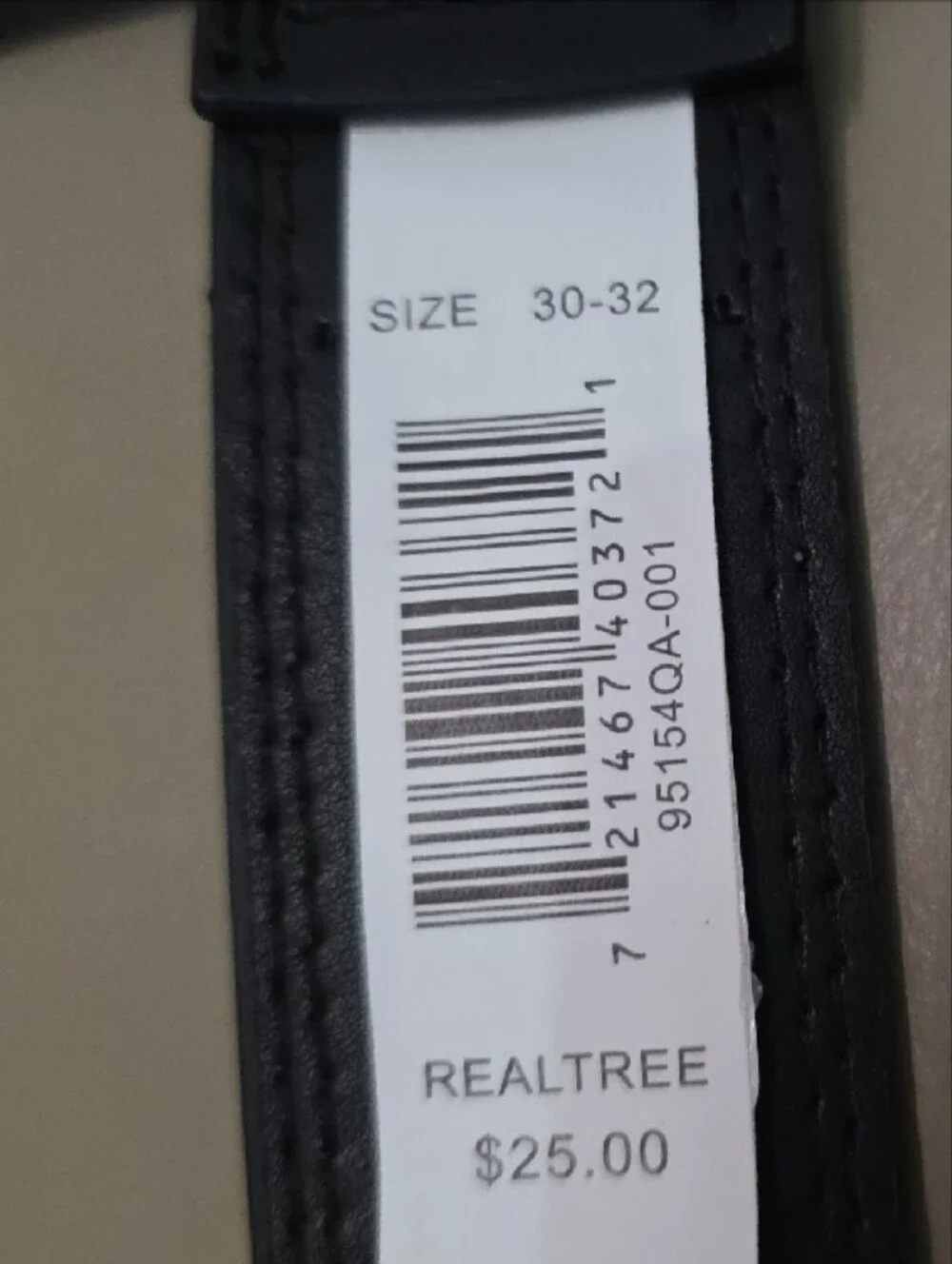 Realtree Black Leather Belt with Olive Rubber Logo Accent
